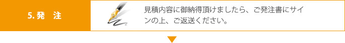 5.発注 見積内容に御納得頂けましたら、ご発注書にサインの上、ご返送ください。